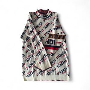 Fendi Logo Sweater in Red, White, and Blue